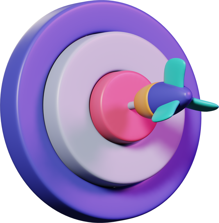 dart arrow hit center of target 3d icon illustration for business finance goal concept design